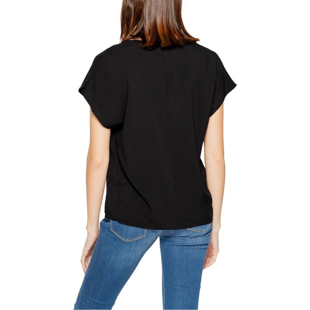Jacqueline De Yong black viscose T-shirt for women, back view, spring/summer collection, 100% viscose