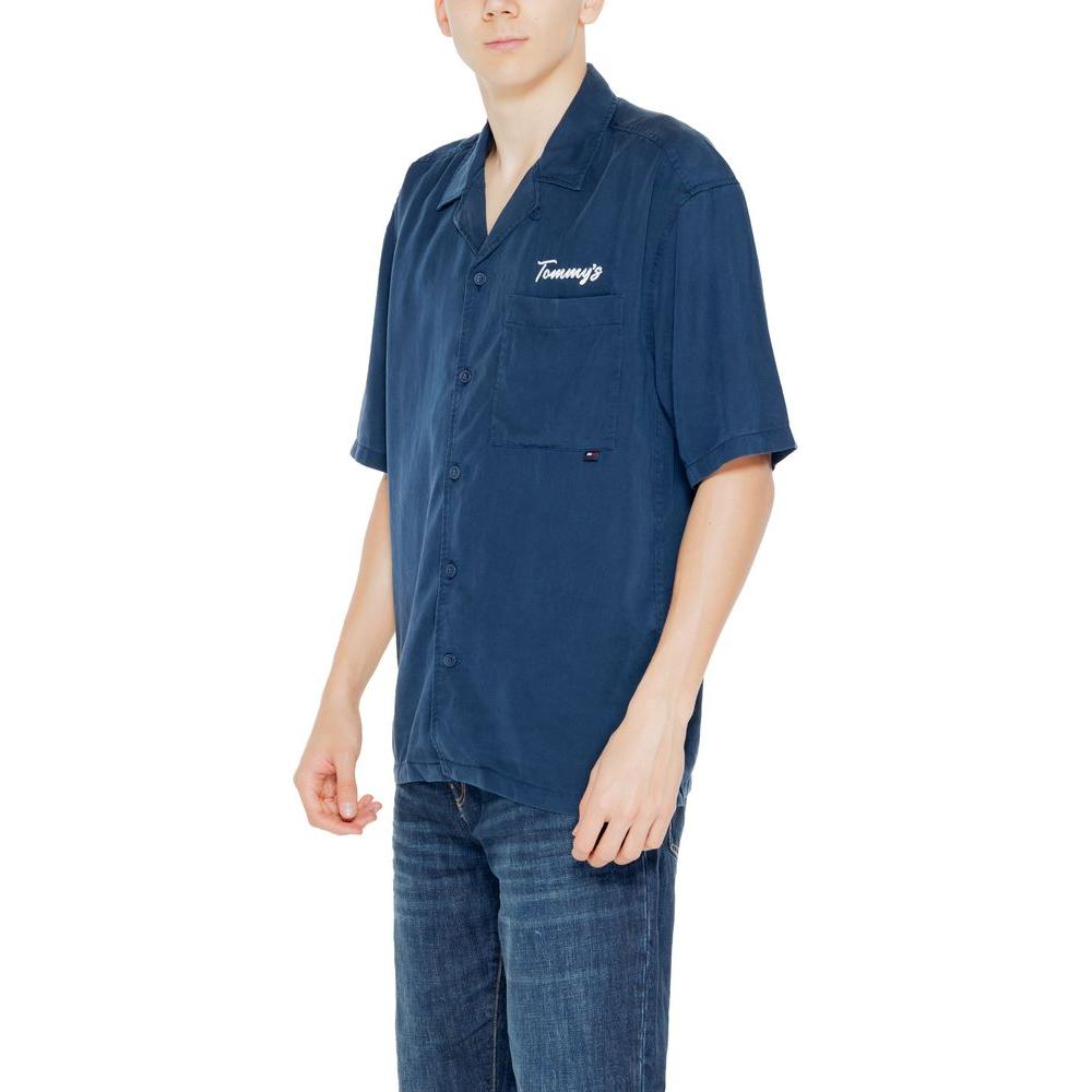 Men's short sleeve blue Lyocell shirt by Tommy Hilfiger, spring/summer collection, 100% Lyocell fabric.