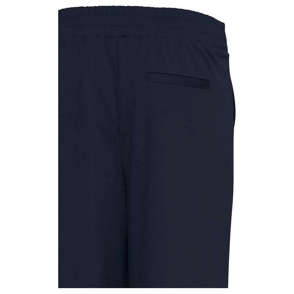ICHI blue recycled polyurethane women's pants, fall/winter collection, back detail, eco-friendly polyester blend, regular fit.