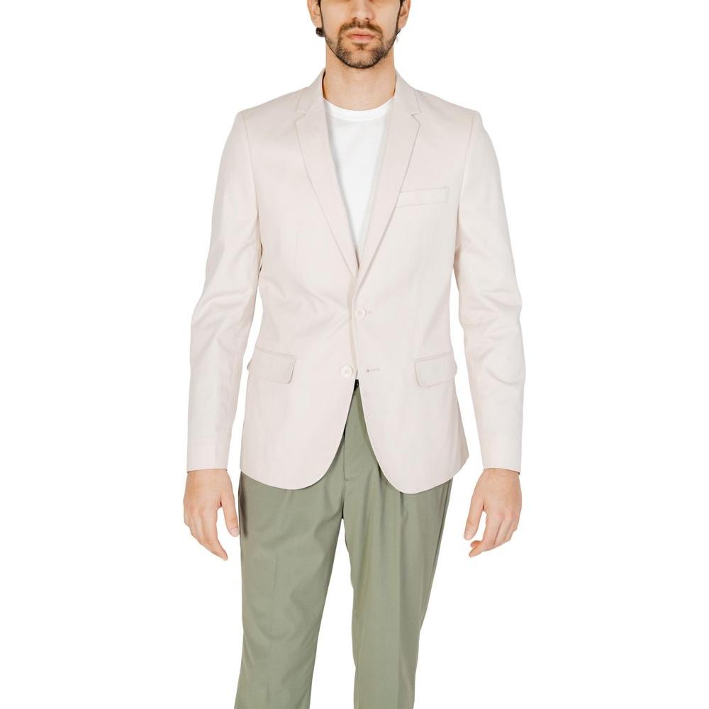 Antony Morato cream cotton suit jacket for men, part of the Spring/Summer collection.