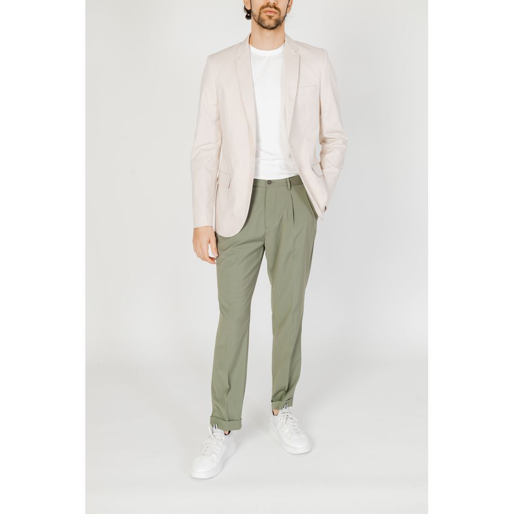 Antony Morato cream cotton men's suit jacket with green pants from Spring/Summer collection, featuring cotton, modal, and elastane blend.