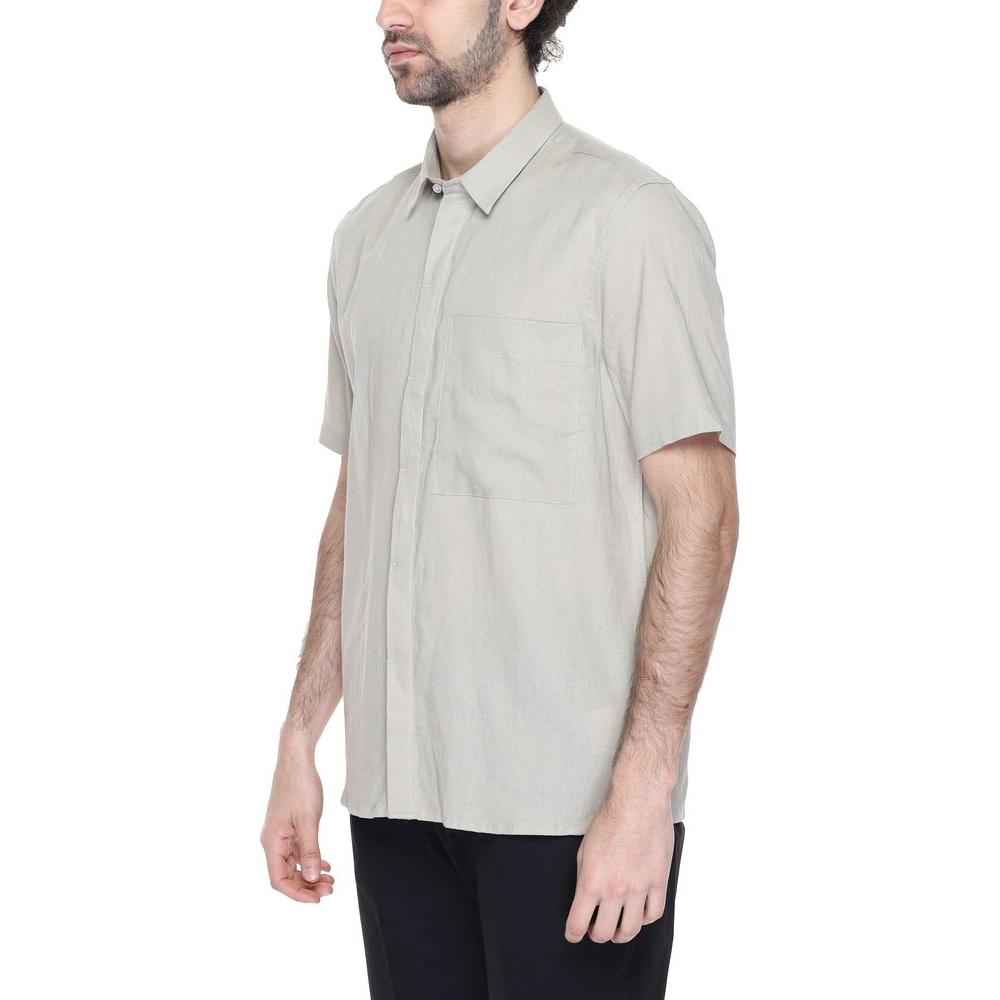 Antony Morato men's short sleeve beige linen shirt for spring/summer collection, made of 55% linen and 45% viscose