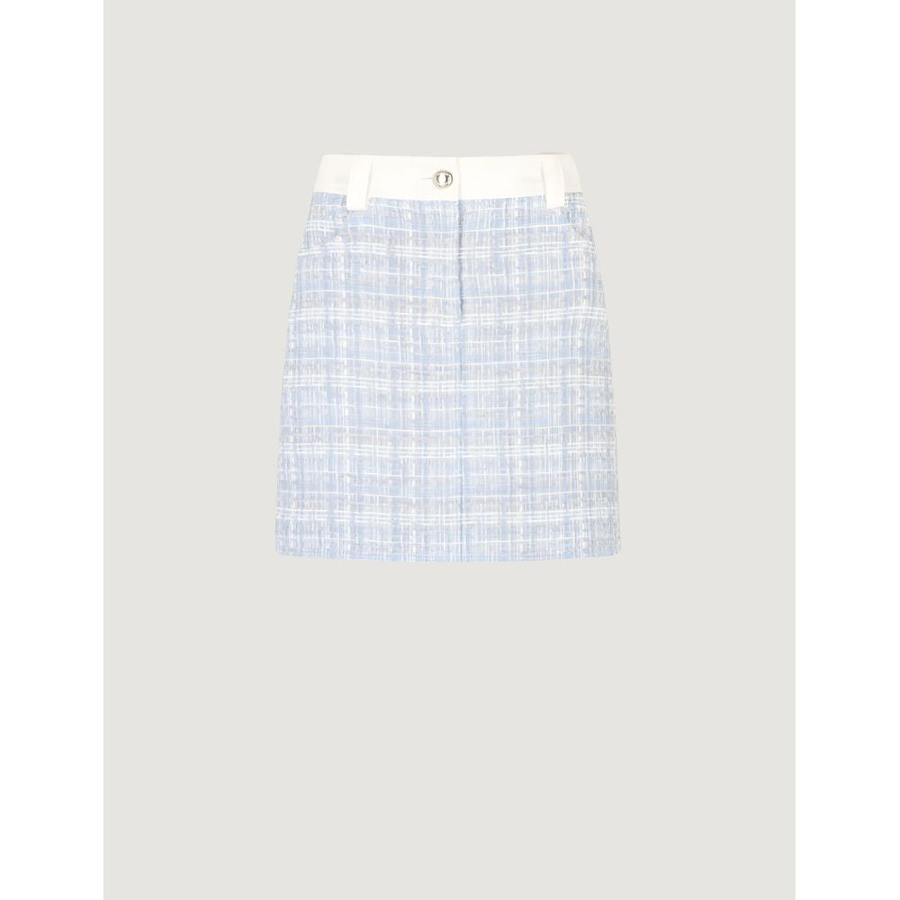 Morgan De Toi blue plaid mini skirt, women's spring/summer collection, 100% polyester.