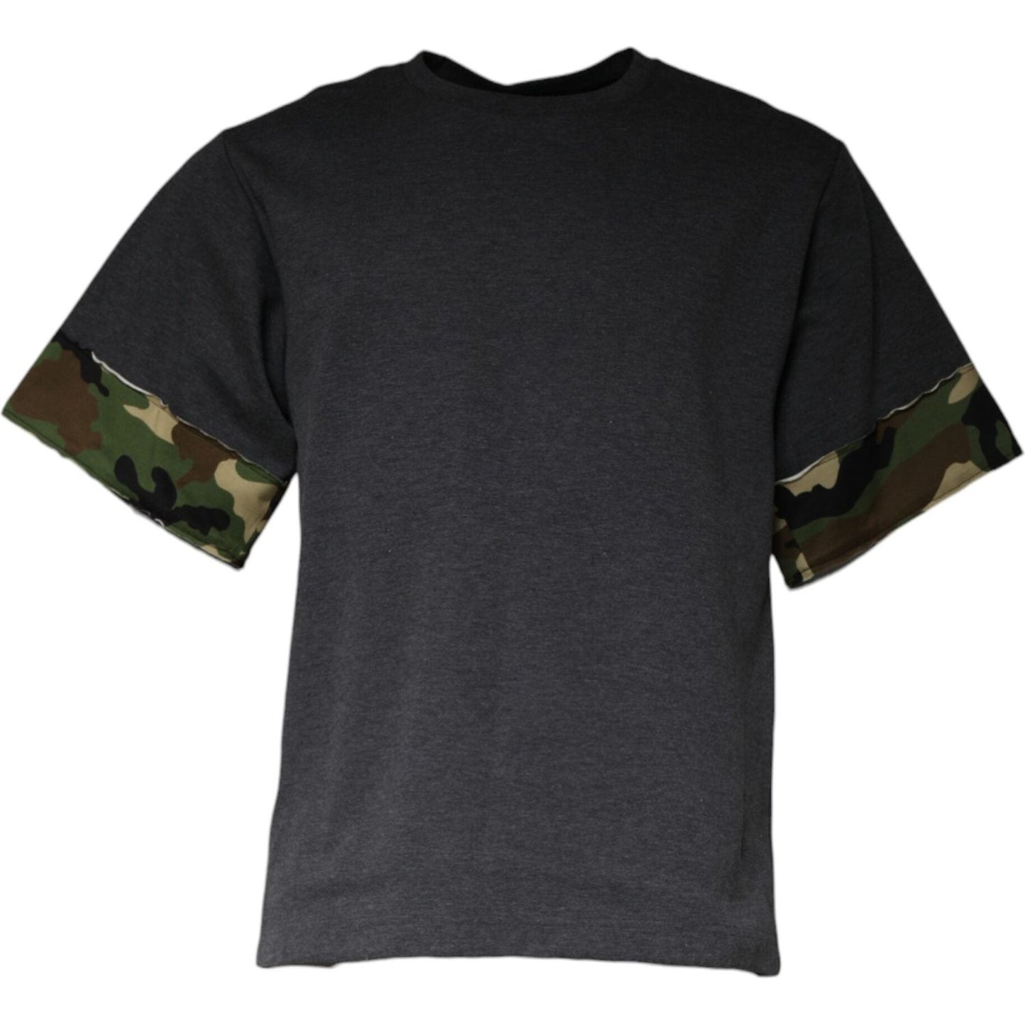 Dolce & Gabbana Dark Gray Camouflage Crew Neck T-shirt Dolce & Gabbana Dark Slate Gray