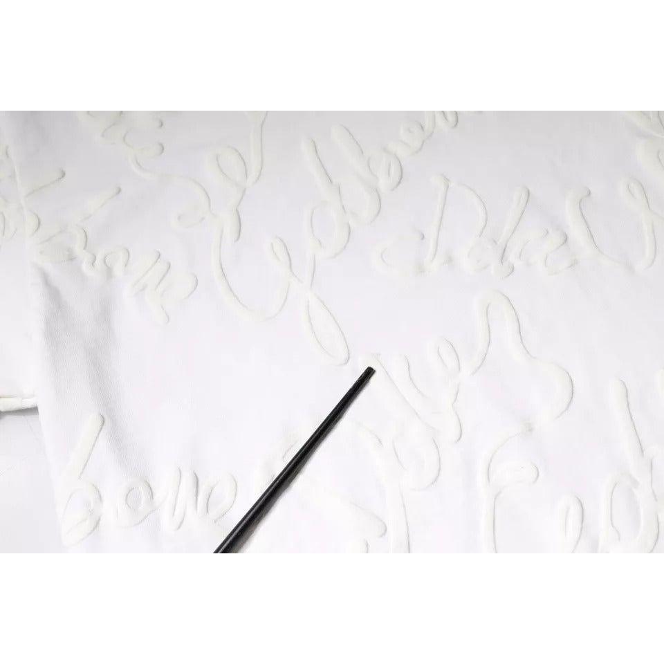 Dolce & Gabbana white logo print cotton t-shirt with pen marks visible on front, highlighting minor defect.