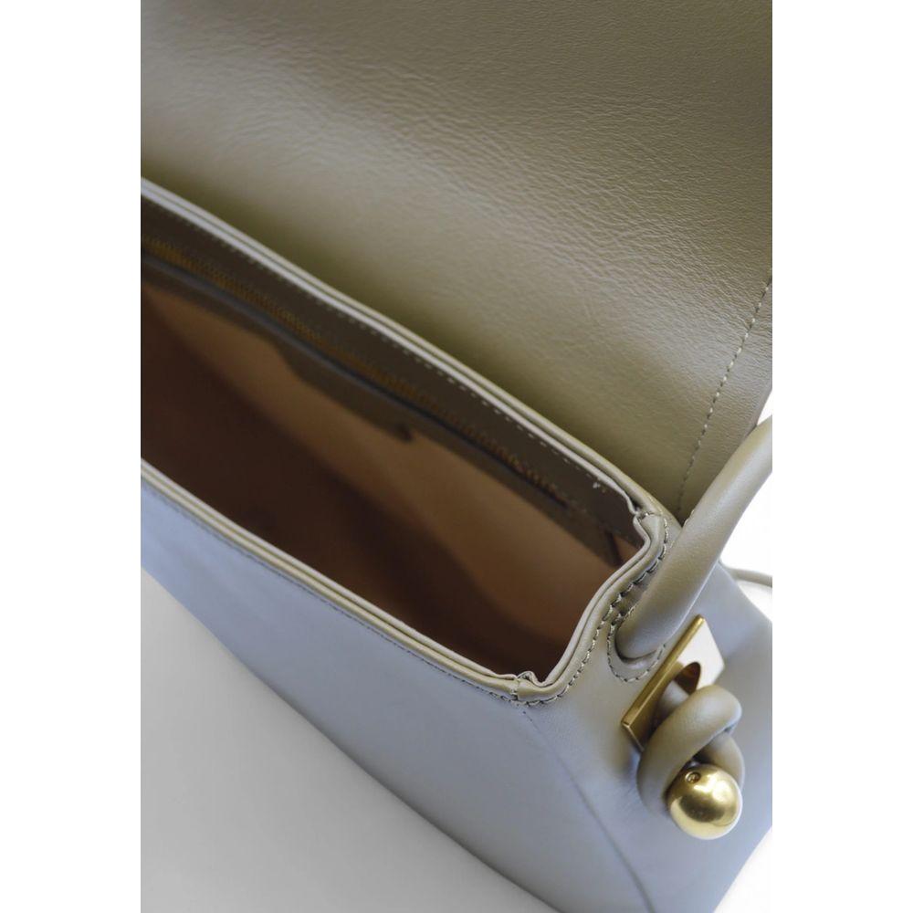 Open view of PINKO green leather crossbody bag with gold-tone hardware and spacious interior compartment.