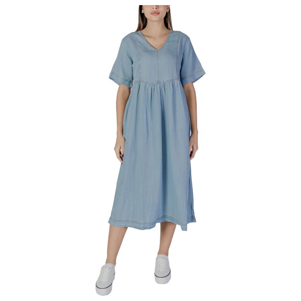 B.Young light blue cotton dress for women, spring summer collection, 100% cotton