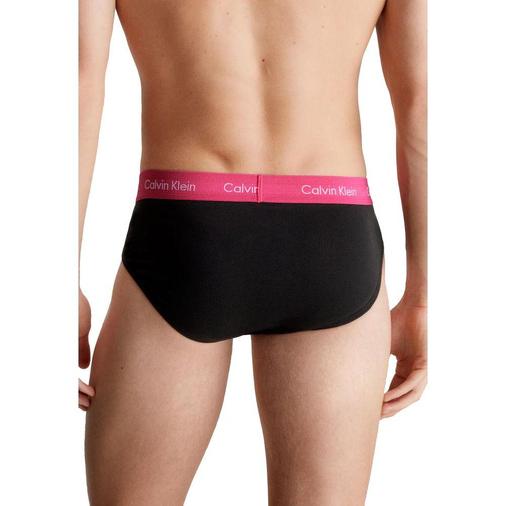 Back view of Calvin Klein pink cotton men's briefs with red waistband offering comfort and support.