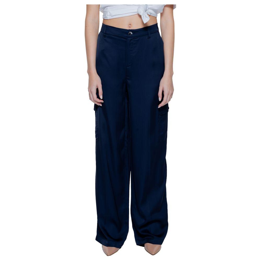 Street One Women's Blue Viscose Palazzo Pants for Spring/Summer Collection, Front View