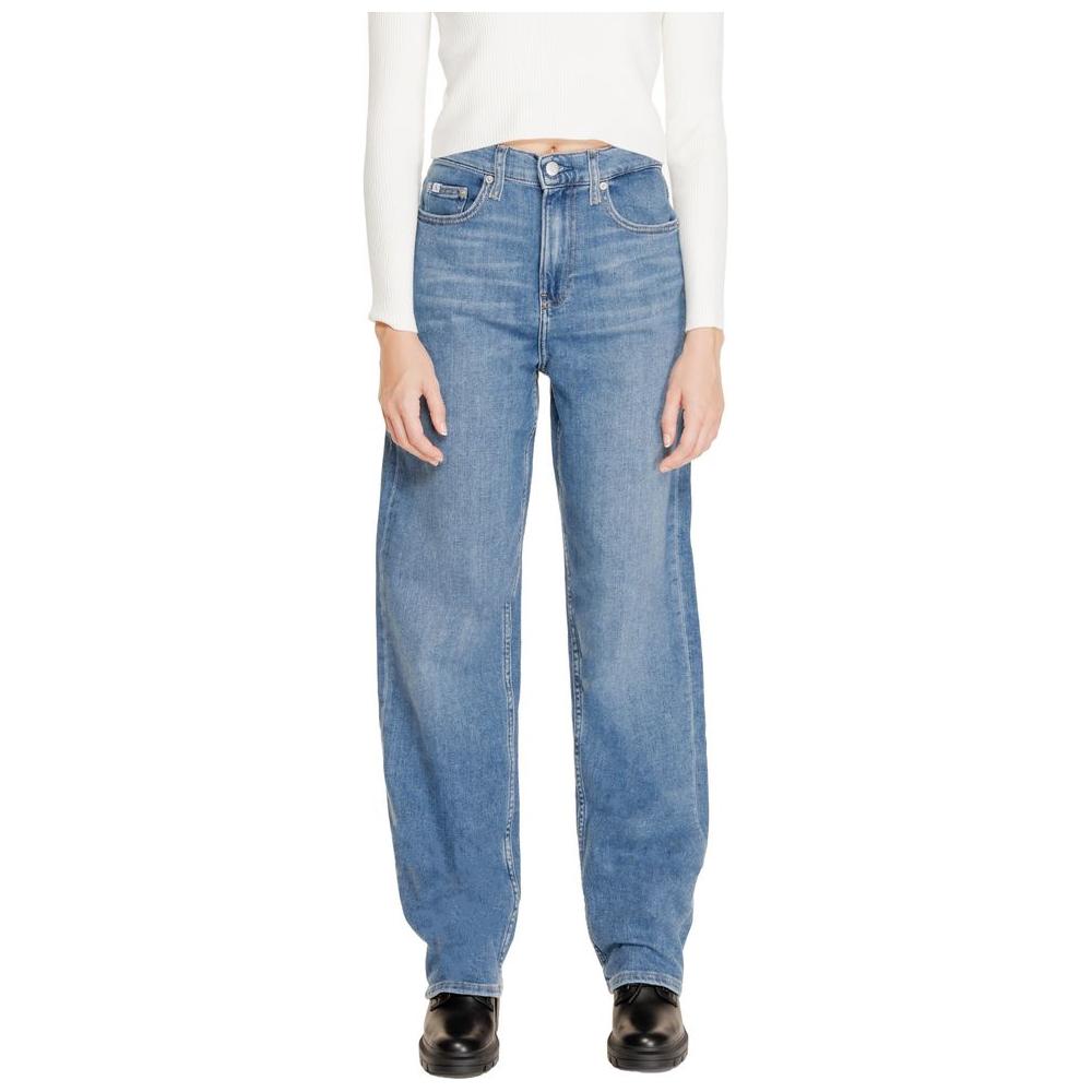 Calvin Klein women's blue cotton jeans from Fall/Winter collection, featuring 99% cotton and 1% elastane/lycra composition.