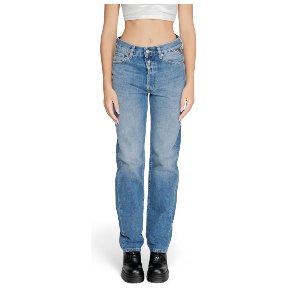 Women's Replay blue cotton jeans - Fall/Winter collection, 100% cotton, front view, casual style with straight leg fit.