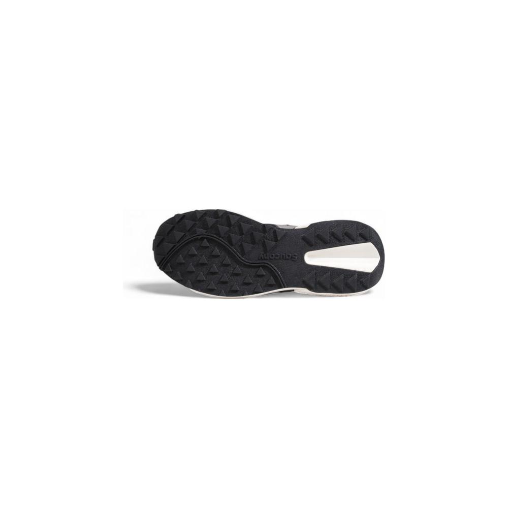 Sole view of Saucony Bicolor Fabric Sneaker showcasing durable black rubber grip for women's active comfort and style.