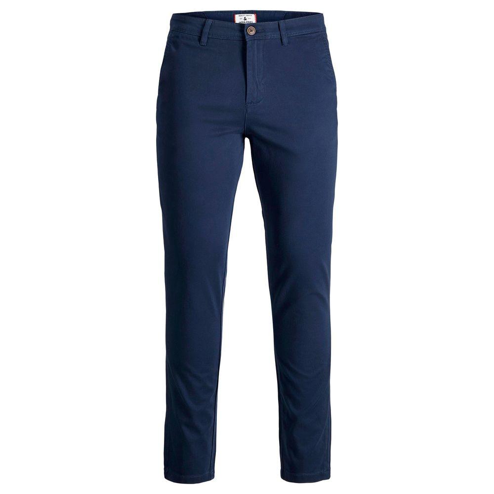 Jack Jones blue cotton jeans pants, slim fit, comfortable with cotton-elastane blend, versatile for casual or smart occasions.