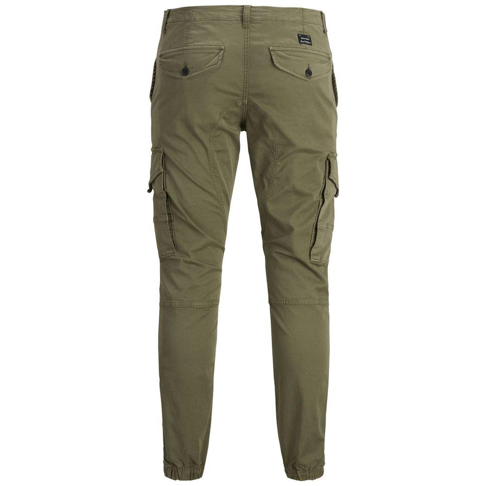 Back view of Jack Jones green cotton jeans with slim fit and side pockets.