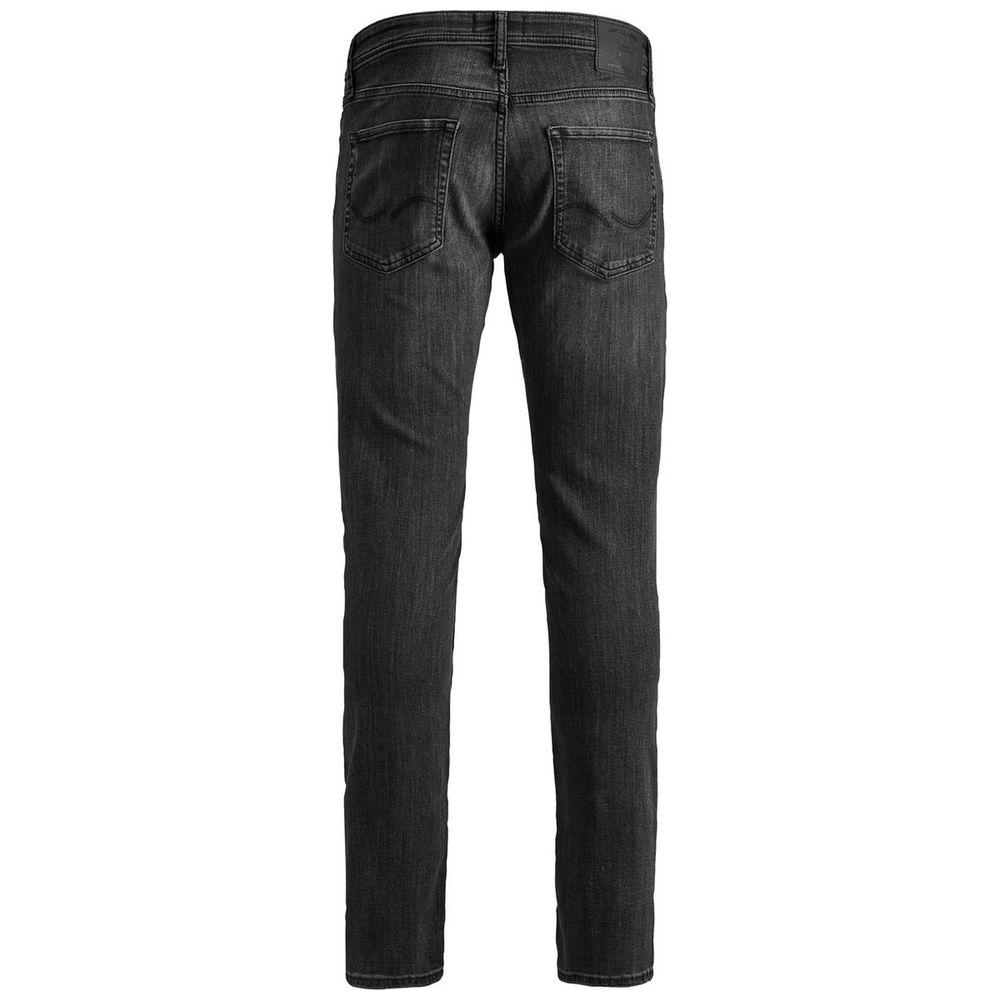 Jack Jones JJIGLENN black organic cotton jeans, back view, showcasing skinny fit ideal for modern stylish looks suitable for any occasion.