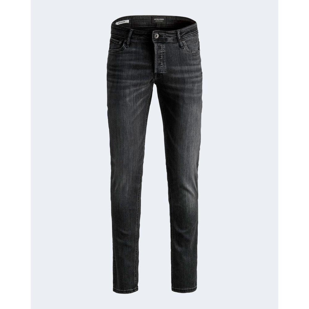 Jack Jones black organic skinny jeans for men, featuring a modern design with elastic fit for comfort and style.