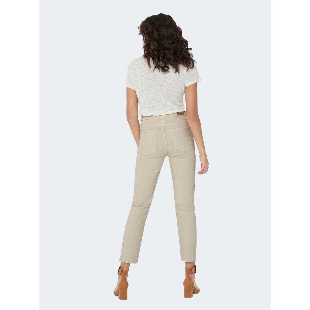 Only Beige Cotton Jeans & Pant Only Lavender