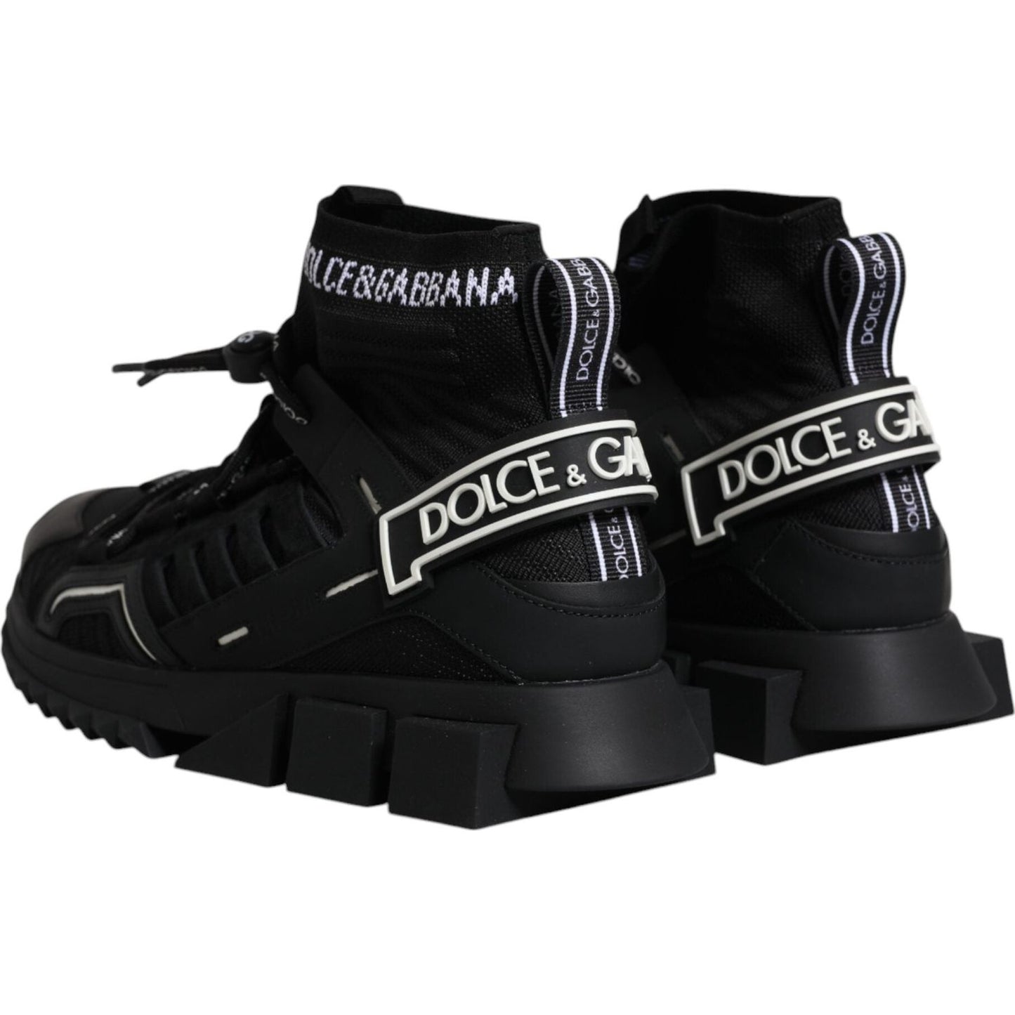 Dolce & Gabbana Sorrento black sneakers with logo details, lace-up closure, and rubber sole. Made in Italy, high craftsmanship.