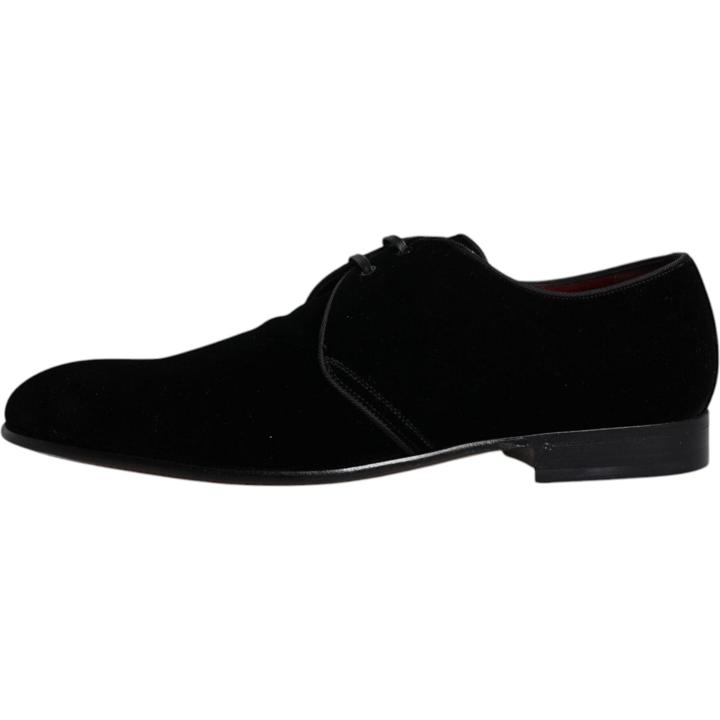 Dolce & Gabbana black velvet leather lace-up men's derby shoes made in Italy