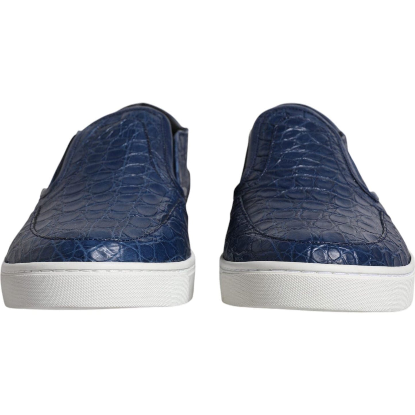 Dolce & Gabbana Blue Croc Exotic Leather Men Sneakers Shoes Dolce & Gabbana Dark Slate Gray