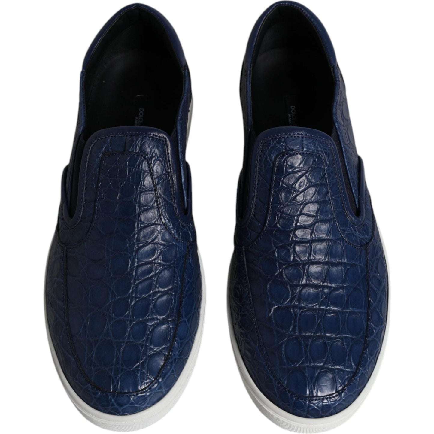 Dolce & Gabbana Blue Croc Exotic Leather Men Sneakers Shoes Dolce & Gabbana Black