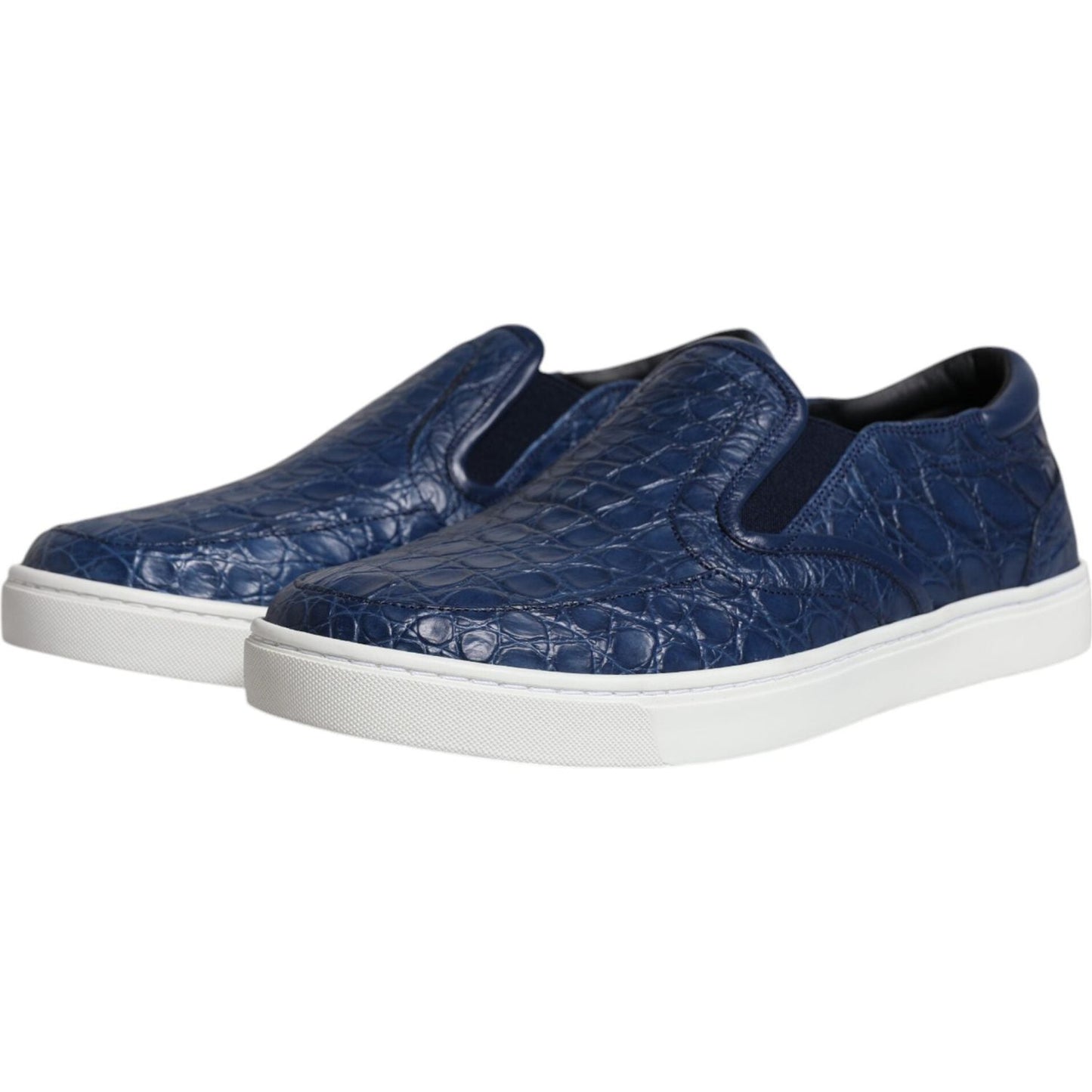 Dolce & Gabbana Blue Croc Exotic Leather Men Sneakers Shoes Dolce & Gabbana Dark Slate Gray