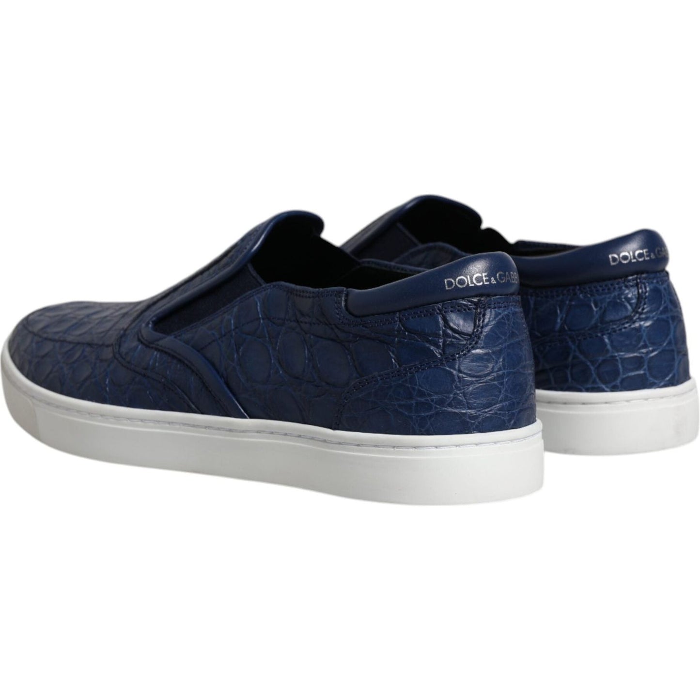 Dolce & Gabbana Blue Croc Exotic Leather Men Sneakers Shoes Dolce & Gabbana Dark Slate Gray