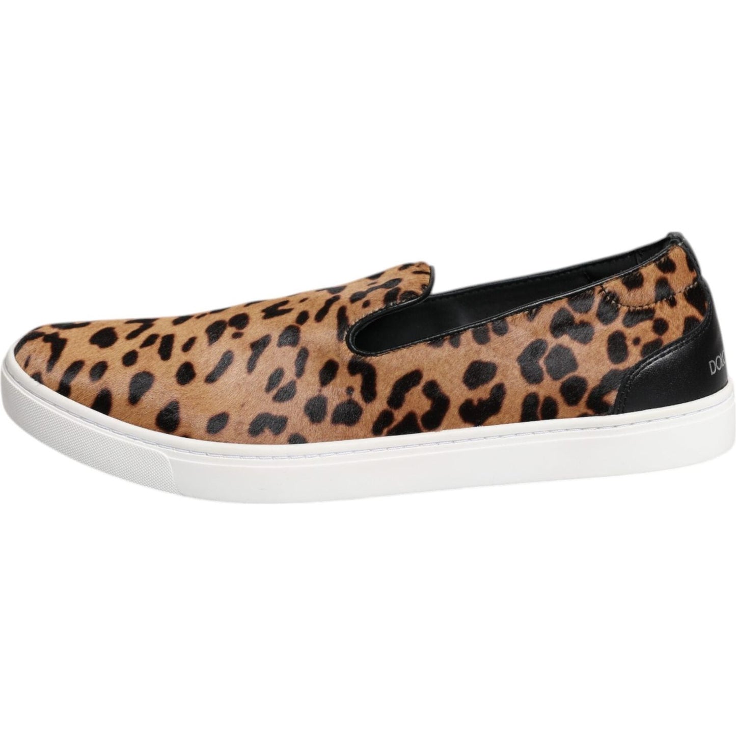 Dolce & Gabbana Leopard Print Men's Sneakers in Calf Fur and Leather, Brown and Black, Rubber Sole, Made in Italy