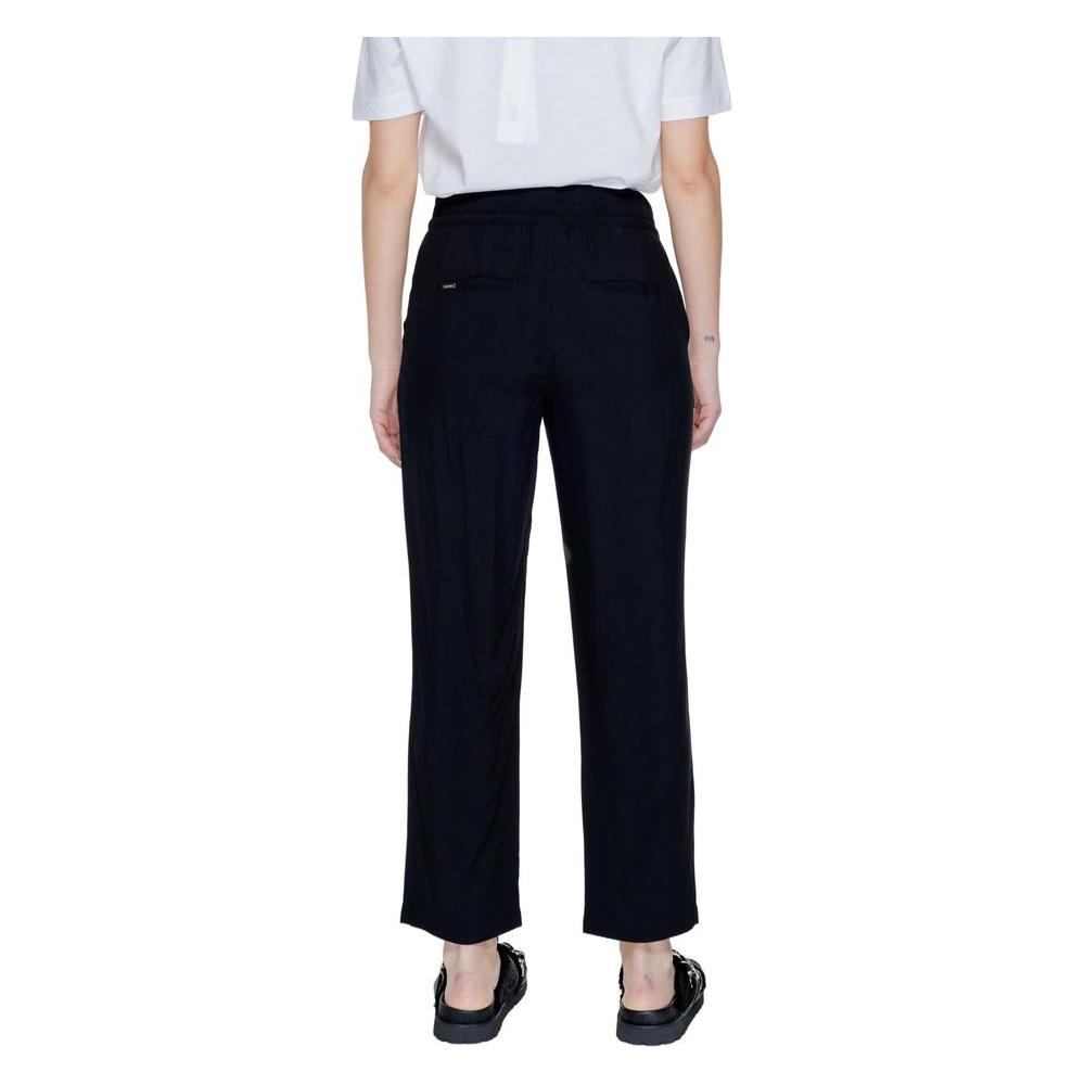 Street One black viscose regular women's pants, spring/summer collection, rear view