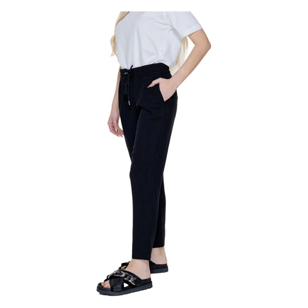 Street One black viscose women's regular pants, spring/summer collection, side view showing pocket and casual fit.