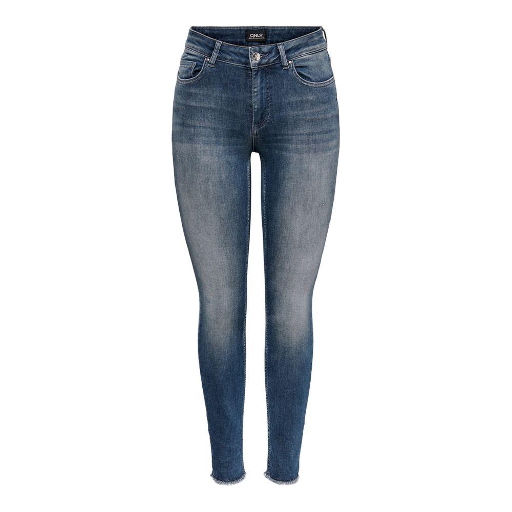 Blue cotton skinny jeans with high waist for women, featuring a modern and versatile design, made of 98% cotton and 2% elastane.