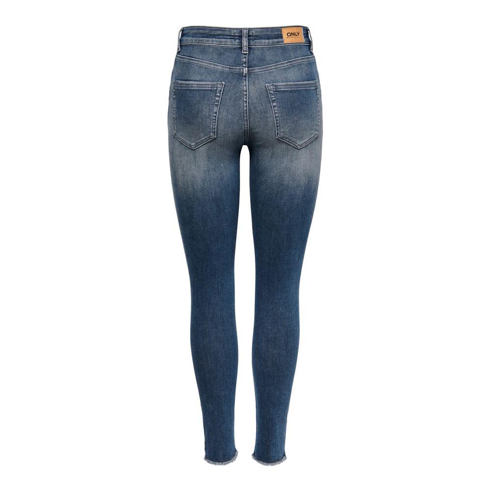 Back view of Only Blue Cotton Skinny Jeans for women, featuring a comfortable fit and stylish design.