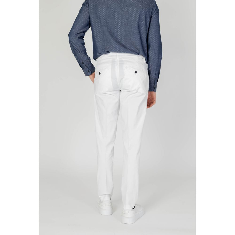 Rear view of Antony Morato Cream Cotton Jeans & Pant, men's skinny pants for Spring/Summer, made with 98% cotton and 2% elastane.