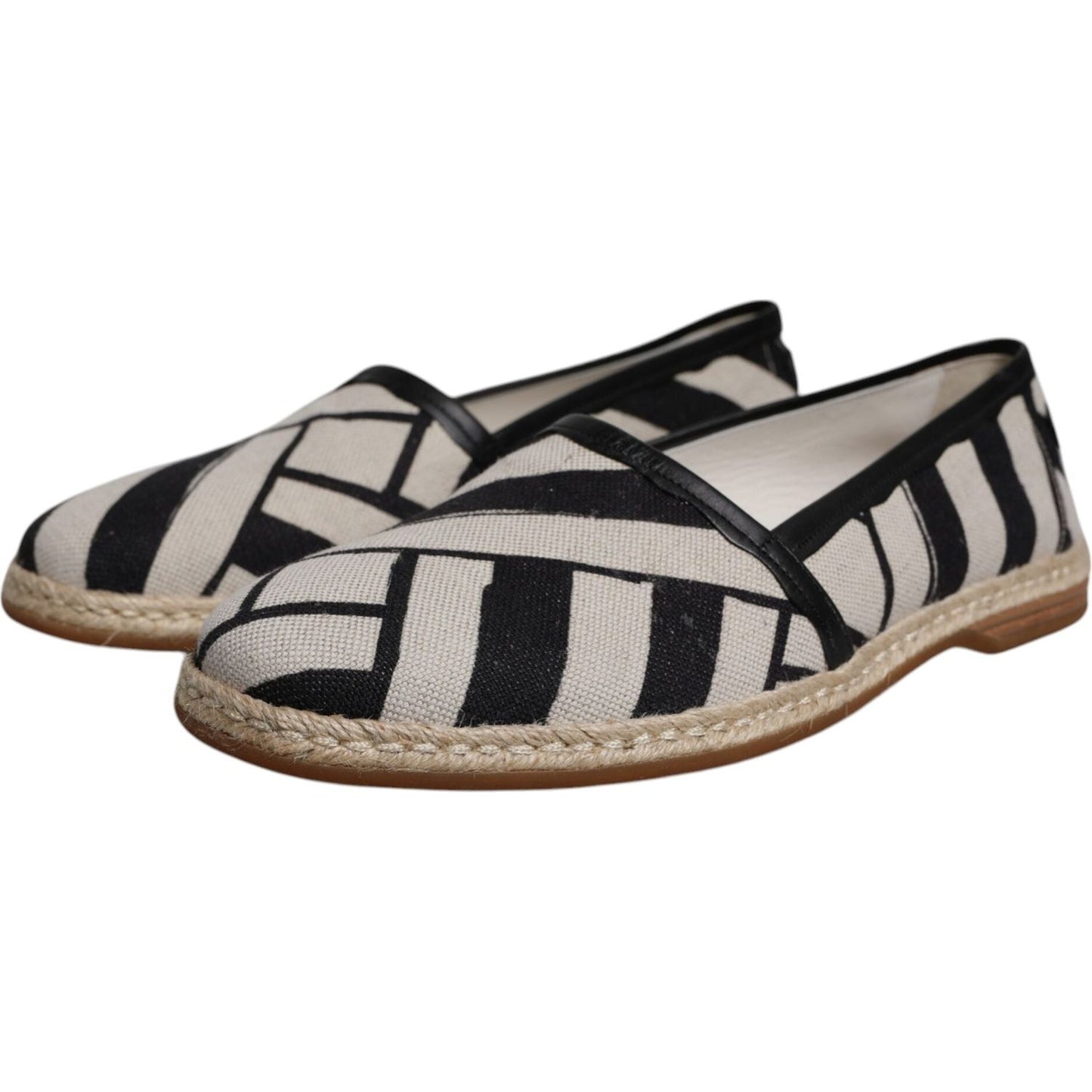 Dolce & Gabbana Black White Stripes Slip On Espadrille Shoes Dolce & Gabbana Dark Gray