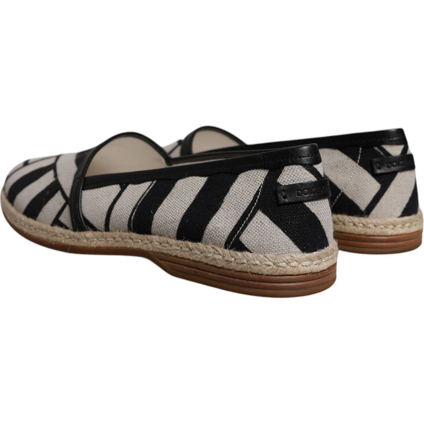 Dolce & Gabbana Black White Stripes Slip On Espadrille Shoes Dolce & Gabbana Dark Slate Gray