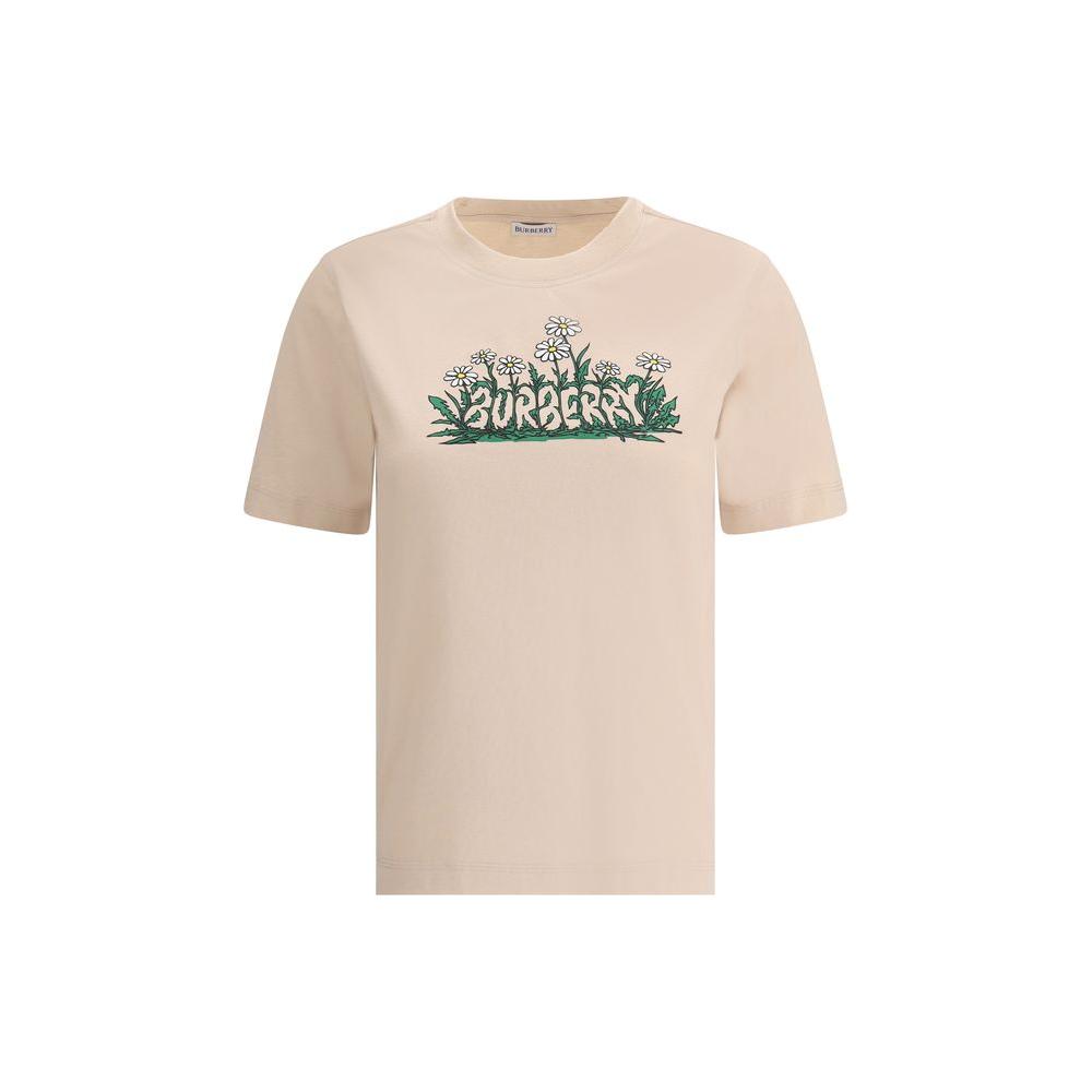 Burberry cotton T-shirt with iconic monogram print and ribbed crew neck, featuring a comfortable regular fit and stylish monochrome design.