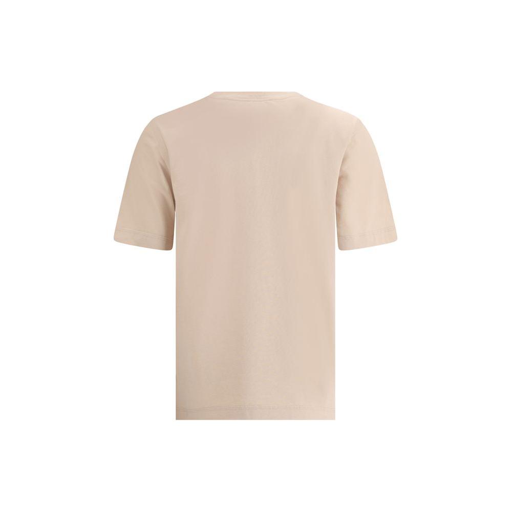 Back view of Burberry's cotton T-shirt with ribbed crew neck in a neutral color, featuring a regular fit for a comfortable silhouette.