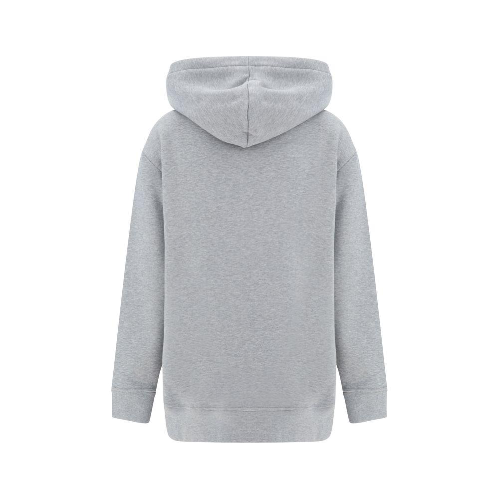 Back view of grey Fendi cotton hoodie with hood, ribbed cuffs and hem, showcasing minimalist design.