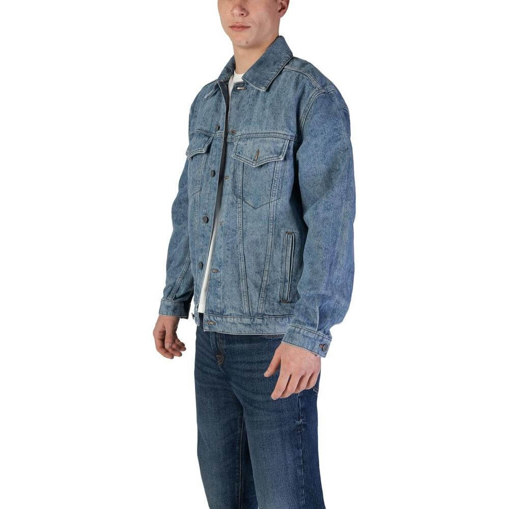 Hugo Boss Light Blue Cotton Jacket Hugo Boss Dim Gray