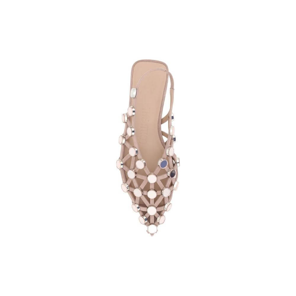The Attico Grid Ballerinas The Attico Tan