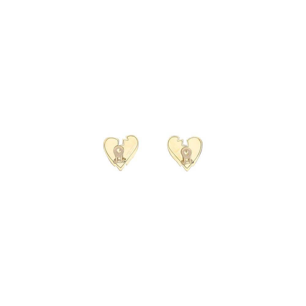 Heart-shaped Amina Muaddi earrings with clip-on closure, elegant accessory for sophistication and glamour.