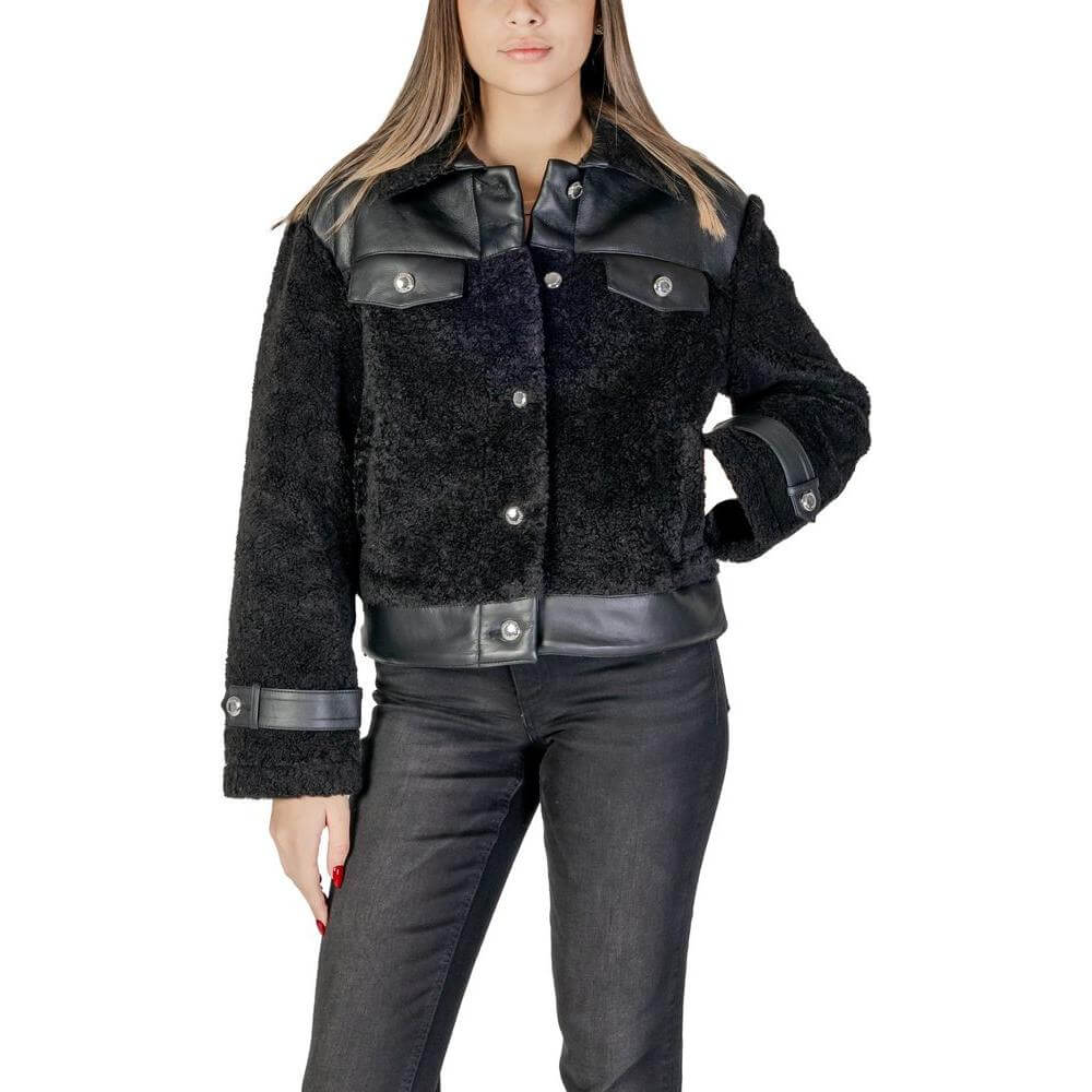 Morgan De Toi Black Polyester Jackets & Coat Morgan De Toi Dark Slate Gray