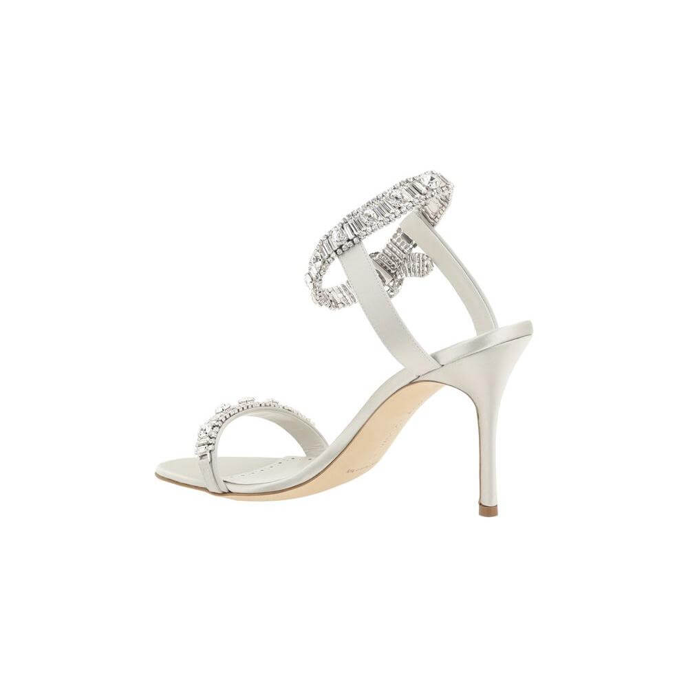 Manolo Blahnik Asasan Satin Sandals Manolo Blahnik Light Gray