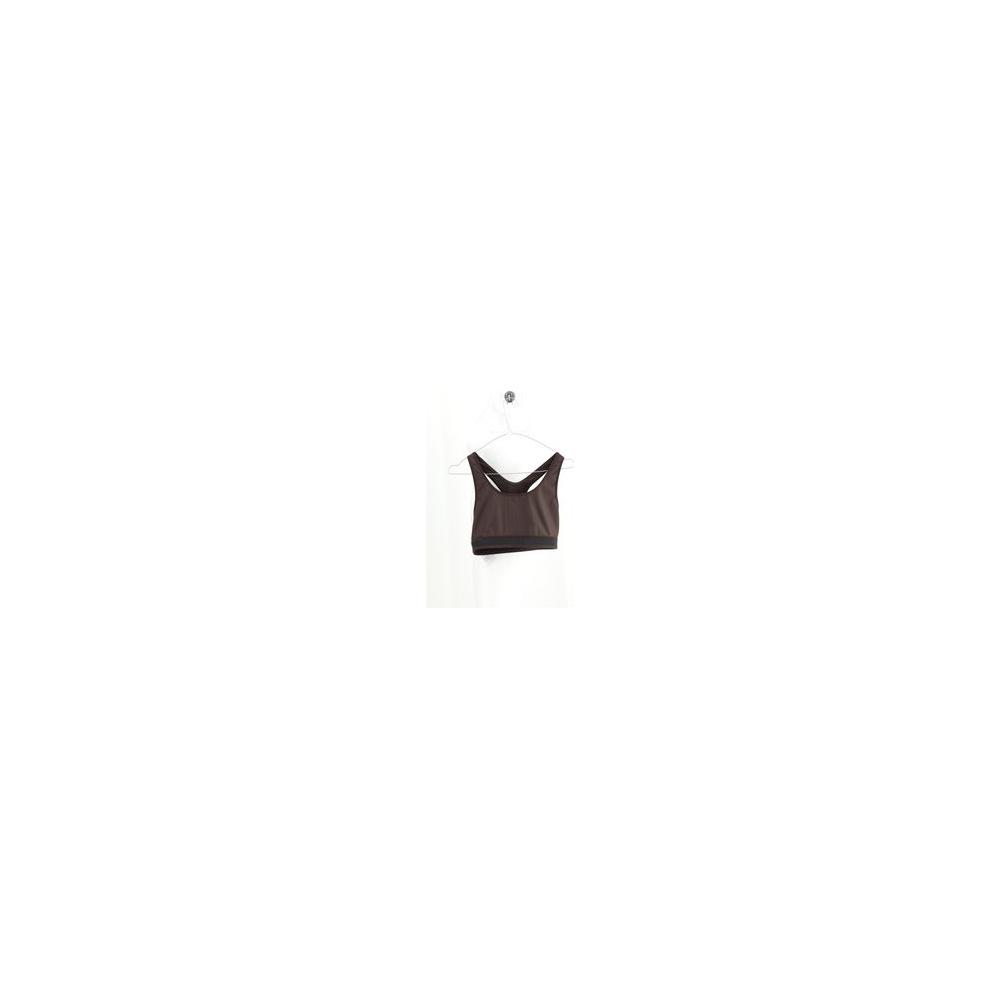 Jil Sander Sport Top, black cropped style with back strap detail and monogram, offering a snug and comfortable fit for active wear