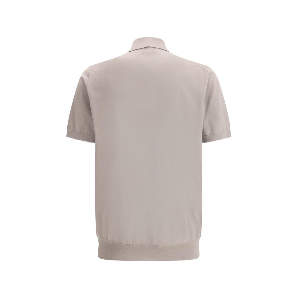 Back view of Brunello Cucinelli cotton polo shirt with classic ribbed collar and regular fit.