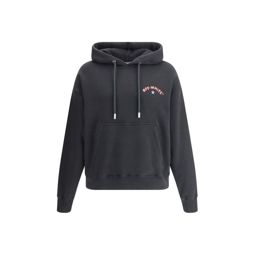 Off-White Star Arrow Skate Hoodie with drawstring hood and kangaroo pocket, featuring iconic front and back monograms on black cotton.