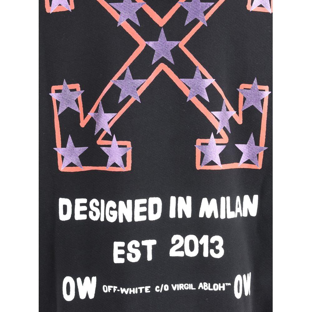 Off-White Star Arrow Skate Hoodie back design with star pattern and 'Designed in Milan EST 2013' text, featuring iconic branding.