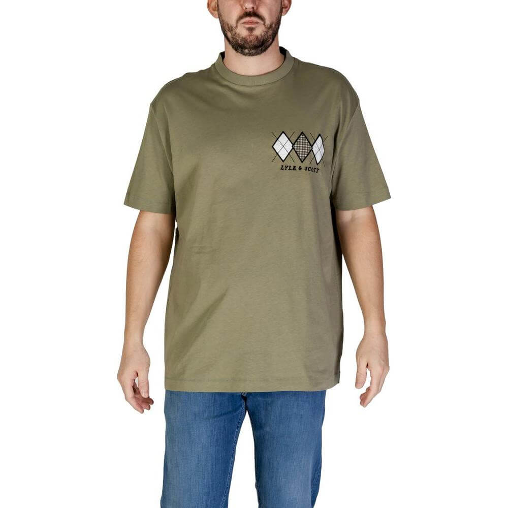 Lyle & Scott Men's Green Cotton T-Shirt, Short-Sleeved, Fall/Winter Collection, Comfortable Casual Wear