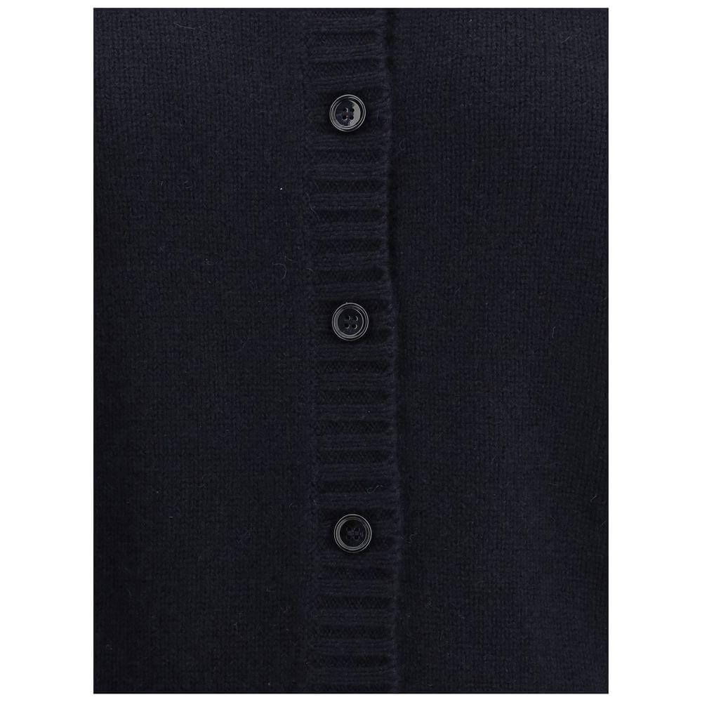 Close-up of Allude Cashmere Cardigan with front button closure and ribbed detailing for elegance and comfort.