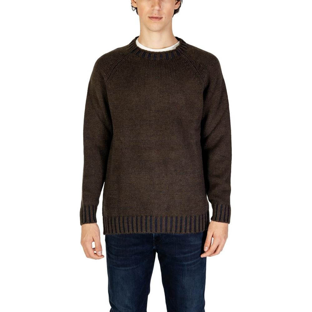 Hydra Clothing gray acrylic sweater for men, Fall/Winter knitwear featuring a blend of acrylic, cotton, wool, and nylon.